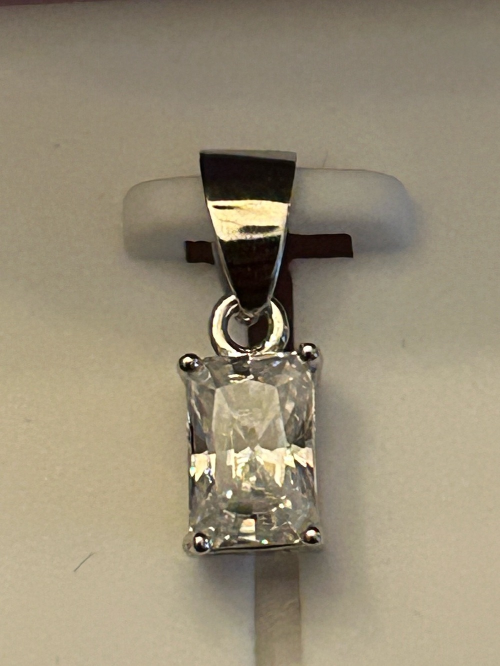 925 Sterling Silver 0.50CT Elongated Princess Cut Moissanite Solitaire Pendant